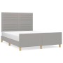 Light gray fabric bed frame with headboard 140x200 cm by vidaXL, Beds and slatted bases - Ref: Foro24-3125138, Price: 224,44 ...