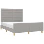 Light gray fabric bed frame with headboard 140x200 cm by vidaXL, Beds and slatted bases - Ref: Foro24-3125138, Price: 224,44 ...