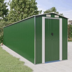 Cobertizo de jardín acero galvanizado verde 192x855x223 cm