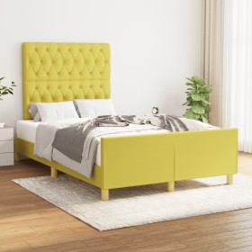 Bed frame with green fabric headboard 120x200 cm by vidaXL, Beds and slatted bases - Ref: Foro24-3125291, Price: 177,66 €, Di...