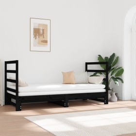 Removable sofa bed solid black pine wood 2x(90x190) cm by vidaXL, Beds and slatted bases - Ref: Foro24-3124766, Price: 181,99...