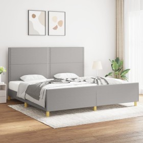 Light gray fabric bed frame with headboard 200x200 cm by vidaXL, Beds and slatted bases - Ref: Foro24-3125000, Price: 233,31 ...