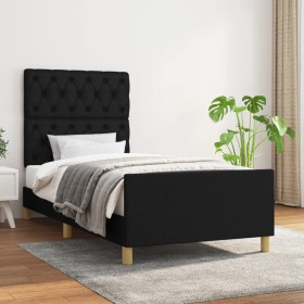 Bed frame with black fabric headboard 80x200 cm by vidaXL, Beds and slatted bases - Ref: Foro24-3125254, Price: 168,21 €, Dis...