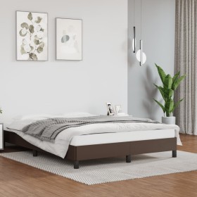 Brown synthetic leather bed frame 140x200 cm by vidaXL, Beds and slatted bases - Ref: Foro24-346907, Price: 117,99 €, Discoun...