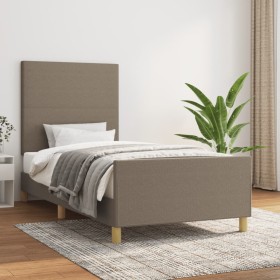 Bed frame with headboard in taupe gray fabric 90x200 cm by vidaXL, Beds and slatted bases - Ref: Foro24-3124867, Price: 153,9...