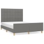 Dark gray fabric bed frame with headboard 140x190 cm by vidaXL, Beds and slatted bases - Ref: Foro24-3125050, Price: 217,65 €...