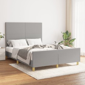 Light gray fabric bed frame with headboard 140x200 cm by vidaXL, Beds and slatted bases - Ref: Foro24-3124895, Price: 223,86 ...