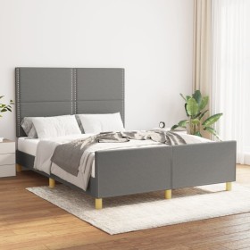 Bed frame with headboard in dark gray fabric 140x200 cm by vidaXL, Beds and slatted bases - Ref: Foro24-3124977, Price: 223,4...