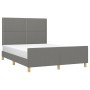 Bed frame with headboard in dark gray fabric 140x200 cm by vidaXL, Beds and slatted bases - Ref: Foro24-3124977, Price: 217,8...