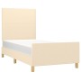 Bed frame with cream fabric headboard 100x200 cm by vidaXL, Beds and slatted bases - Ref: Foro24-3124876, Price: 144,07 €, Di...