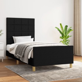 Bed frame with black fabric headboard 80x200 cm by vidaXL, Beds and slatted bases - Ref: Foro24-3125011, Price: 155,99 €, Dis...