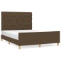 Bed frame with headboard in brown fabric 140x200 cm by vidaXL, Beds and slatted bases - Ref: Foro24-3125303, Price: 258,12 €,...