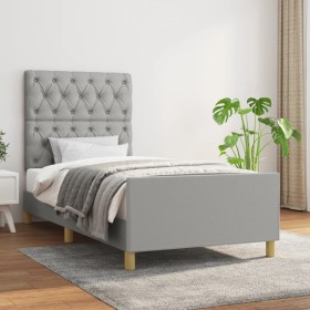 Light gray fabric bed frame with headboard 80x200 cm by vidaXL, Beds and slatted bases - Ref: Foro24-3125252, Price: 171,99 €...