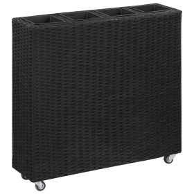 Flowerbed with 4 black synthetic rattan pots 80x22x79 cm by vidaXL, Pots and planters - Ref: Foro24-46948, Price: 143,06 €, D...