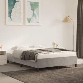 Estructura de cama de terciopelo gris claro 140x190 cm de vidaXL, Camas y somieres - Ref: Foro24-347318, Precio: 142,99 €, De...