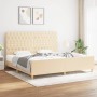 Bed frame with cream fabric headboard 200x200 cm by vidaXL, Beds and slatted bases - Ref: Foro24-3125329, Price: 288,11 €, Di...