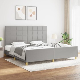 Light gray fabric bed frame with headboard 200x200 cm by vidaXL, Beds and slatted bases - Ref: Foro24-3125081, Price: 242,19 ...