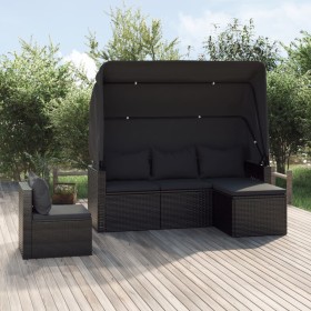 4-piece garden sofa set with black synthetic rattan cushions by vidaXL, Garden sets - Ref: Foro24-3186648, Price: 420,99 €, D...