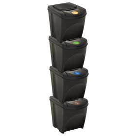 Stackable trash cans 4 pieces anthracite gray 100 L by vidaXL, Garbage cans and trash cans - Ref: Foro24-316185, Price: 67,42...