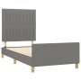 Bed frame with headboard in dark gray fabric 90x190 cm by vidaXL, Beds and slatted bases - Ref: Foro24-3125180, Price: 138,24...