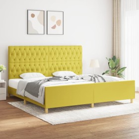 Bed frame with green fabric headboard 200x200 cm by vidaXL, Beds and slatted bases - Ref: Foro24-3125331, Price: 246,99 €, Di...