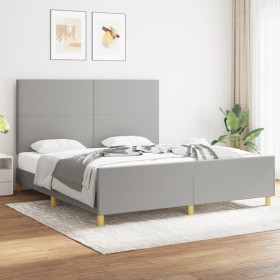 Bed frame with headboard light gray fabric 180x200 cm by vidaXL, Beds and slatted bases - Ref: Foro24-3124911, Price: 236,99 ...