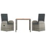 Set comedor de jardín 3 piezas con cojines ratán sintético gris de vidaXL, Conjuntos de jardín - Ref: Foro24-3157582, Precio:...