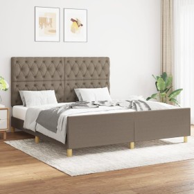 Bed frame with headboard in taupe gray fabric 160x200 cm by vidaXL, Beds and slatted bases - Ref: Foro24-3125312, Price: 257,...