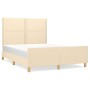 Bed frame with cream fabric headboard 140x200 cm by vidaXL, Beds and slatted bases - Ref: Foro24-3124981, Price: 214,24 €, Di...