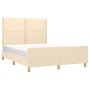 Bed frame with cream fabric headboard 140x200 cm by vidaXL, Beds and slatted bases - Ref: Foro24-3124981, Price: 214,24 €, Di...