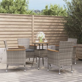 Garden table and chairs 5 pieces and gray synthetic rattan cushions by vidaXL, Garden sets - Ref: Foro24-3187431, Price: 312,...