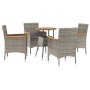 Garden table and chairs 5 pieces and gray synthetic rattan cushions by vidaXL, Garden sets - Ref: Foro24-3187431, Price: 297,...