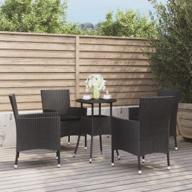 Gartentisch und Stühle 5 Stück und schwarze synthetische Rattankissen von vidaXL, Gartensets - Ref: Foro24-3187417, Preis: 29...