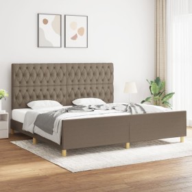 Bed frame with headboard in taupe gray fabric 200x200 cm by vidaXL, Beds and slatted bases - Ref: Foro24-3125328, Price: 308,...