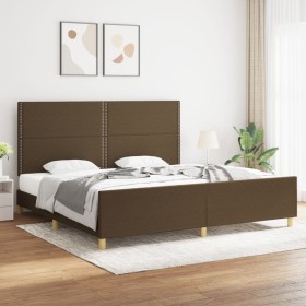 Bed frame with headboard in dark brown fabric 200x200cm by vidaXL, Beds and slatted bases - Ref: Foro24-3125003, Price: 253,9...