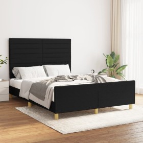 Bed frame with black fabric headboard 140x200 cm by vidaXL, Beds and slatted bases - Ref: Foro24-3125140, Price: 223,44 €, Di...