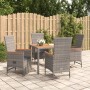 Set comedor de jardín 5 piezas con cojines ratán sintético gris de vidaXL, Conjuntos de jardín - Ref: Foro24-3157548, Precio:...