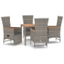 Set comedor de jardín 5 piezas con cojines ratán sintético gris de vidaXL, Conjuntos de jardín - Ref: Foro24-3157548, Precio:...