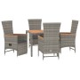 Set comedor de jardín 5 piezas con cojines ratán sintético gris de vidaXL, Conjuntos de jardín - Ref: Foro24-3157548, Precio:...