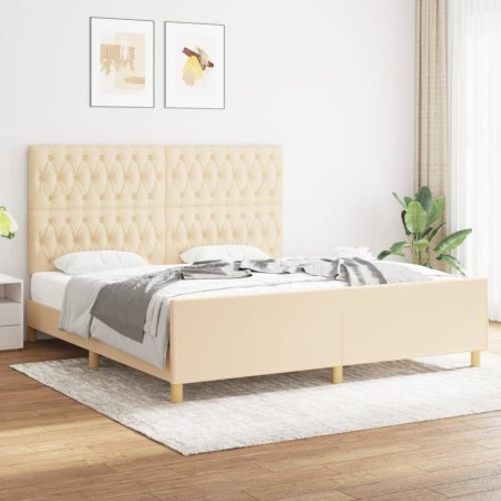 Bed frame with cream fabric headboard 180x200 cm by vidaXL, Beds and slatted bases - Ref: Foro24-3125321, Price: 277,15 €, Di...