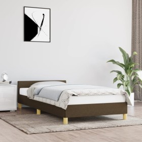 Dark brown fabric bed frame with headboard 90x200 cm by vidaXL, Beds and slatted bases - Ref: Foro24-347386, Price: 84,94 €, ...