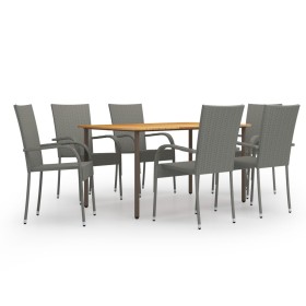 Set de muebles de comedor de jardín 7 piezas de ratán PE gris de vidaXL, Conjuntos de jardín - Ref: Foro24-3072496, Precio: 4...