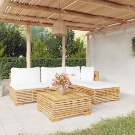 5-teiliges Gartenmöbel-Set und Kissen aus massivem Teakholz von vidaXL, Gartensets - Ref: Foro24-3100855, Preis: 755,71 €, Ra...