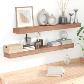 Wall shelves 2 units solid teak wood 110x15x4 cm by vidaXL, Shelves and shelves - Ref: Foro24-340757, Price: 60,99 €, Discoun...