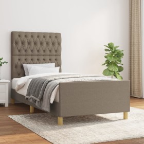 Estructura de cama con cabecero de tela gris taupe 90x190 cm de vidaXL, Camas y somieres - Ref: Foro24-3125264, Precio: 157,4...