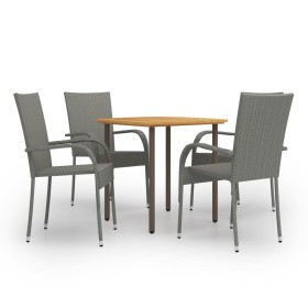 Set de muebles de comedor de jardín 5 piezas ratán PE gris de vidaXL, Conjuntos de jardín - Ref: Foro24-3072486, Precio: 280,...