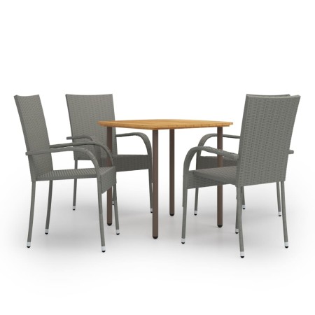 5-Piece Gray PE Rattan Garden Dining Furniture Set by vidaXL, Garden sets - Ref: Foro24-3072486, Price: 290,04 €, Discount: %