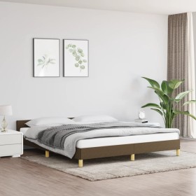 Bed frame with headboard in brown fabric 180x200 cm by vidaXL, Beds and slatted bases - Ref: Foro24-347434, Price: 124,63 €, ...