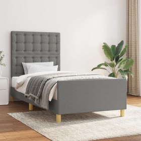 Estructura de cama con cabecero de tela gris oscuro 90x200 cm de vidaXL, Camas y somieres - Ref: Foro24-3125350, Precio: 139,...