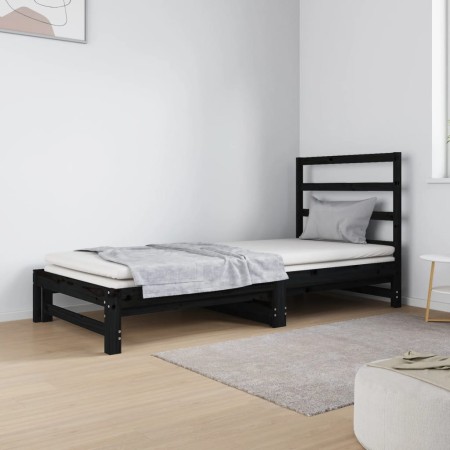 Sofá cama extraíble madera maciza de pino negro 2x(90x190) cm de vidaXL, Camas y somieres - Ref: Foro24-3124751, Precio: 151,...